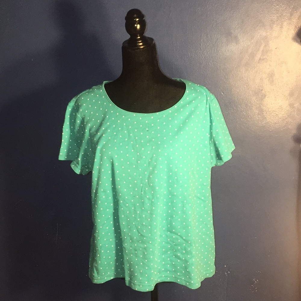 Polka dot t-shirt.